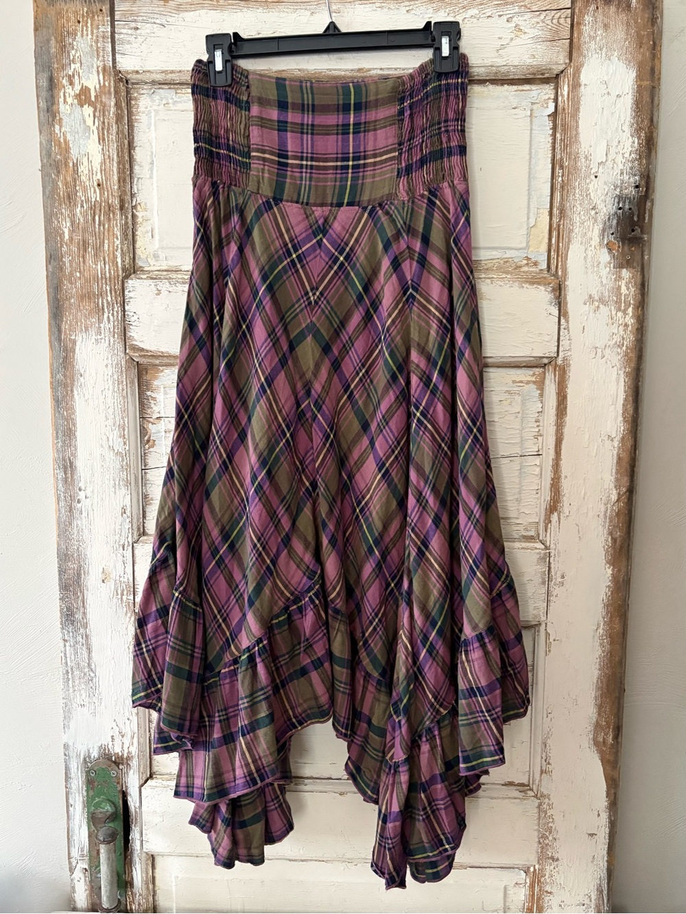 NATURAL LIFE Cute 100% Soft Cotton Pink Plaid Ruffle Skirt size xs/small - Picture 2 of 4